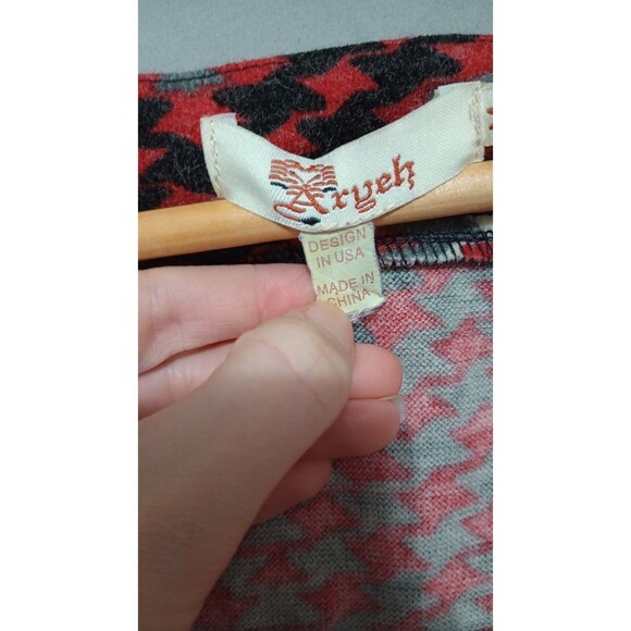 Aryeh Sweater Dress Womens M Red Geometric Diamond Long Sleeve Roll Tide - Picture 4 of 5